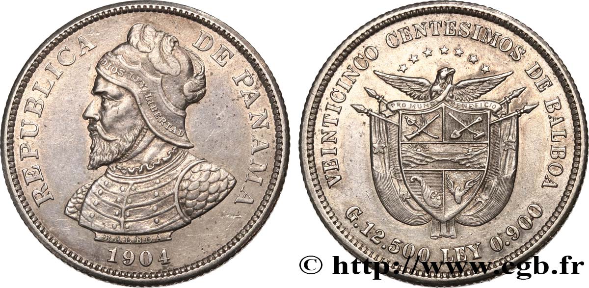 PANAMA 25 Centesimos 1904  TTB+ 