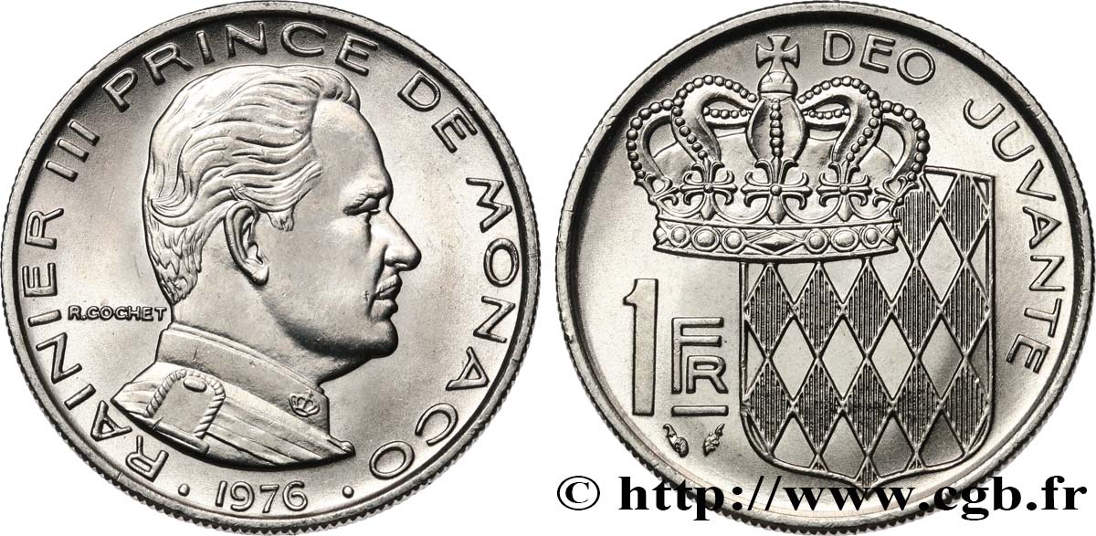 MONACO 1 Franc Rainier III 1976 Paris SPL 