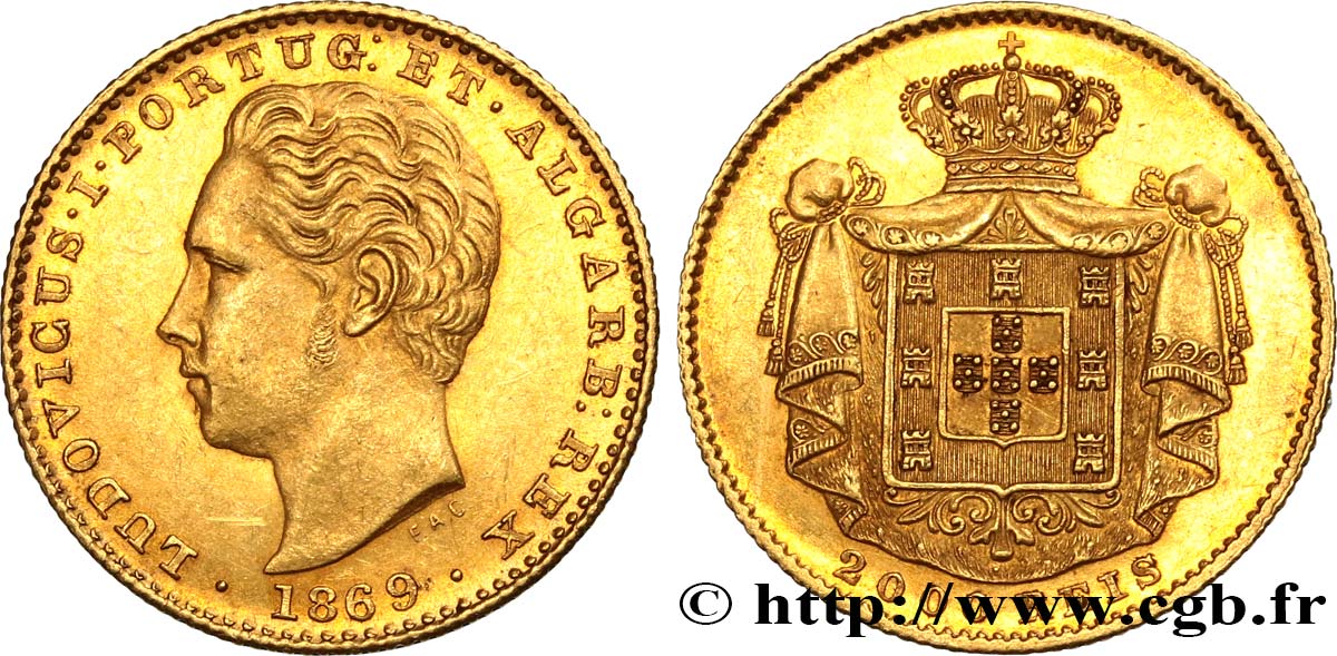 PORTUGAL 2000 Réis Louis Ier 1869  EBC 