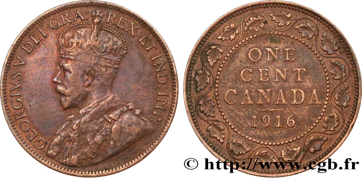 CANADA 1 Cent Georges V 1916  TB+/SUP 