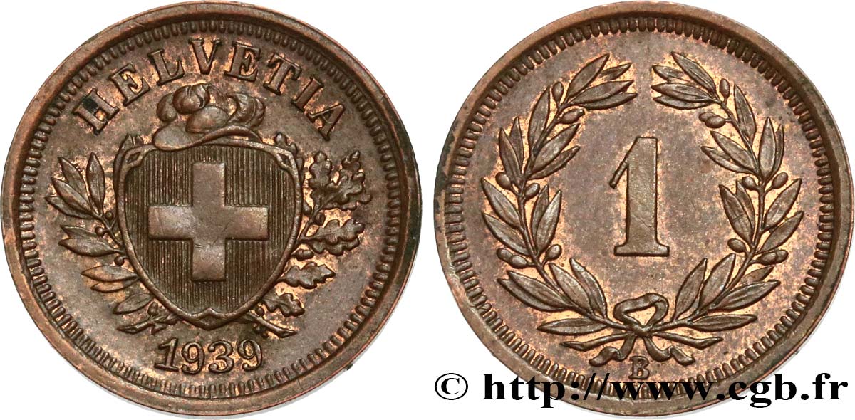 SUIZA 1 Centime Croix Suisse 1939 Berne EBC 