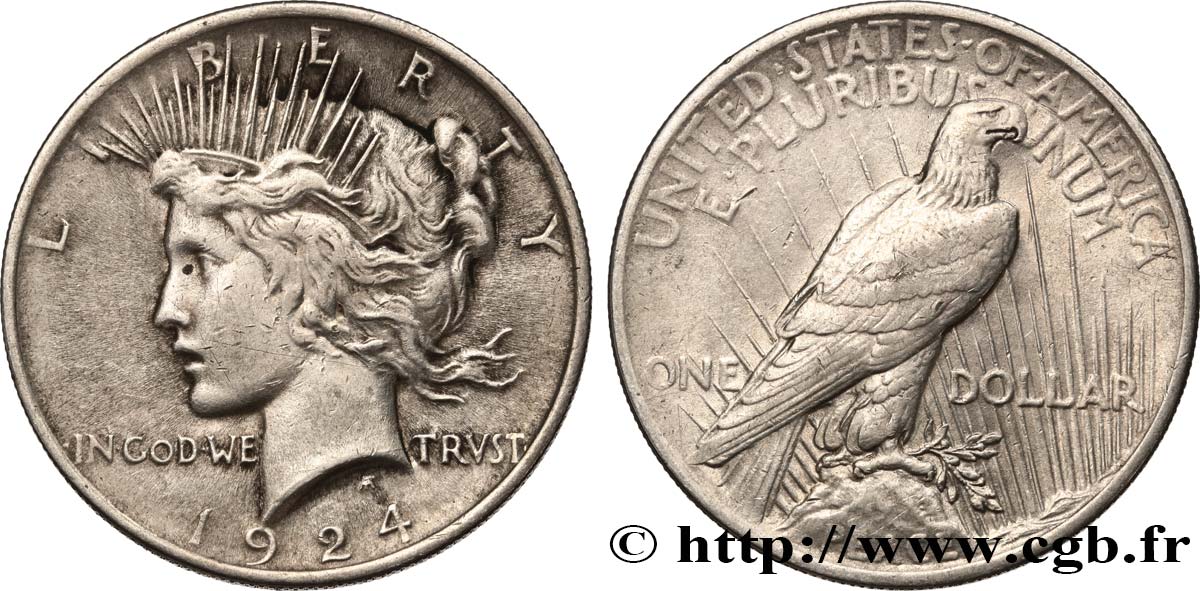 ÉTATS-UNIS D&nbsp;AMÉRIQUE 1 Dollar type Peace 1924 Philadelphie TTB 