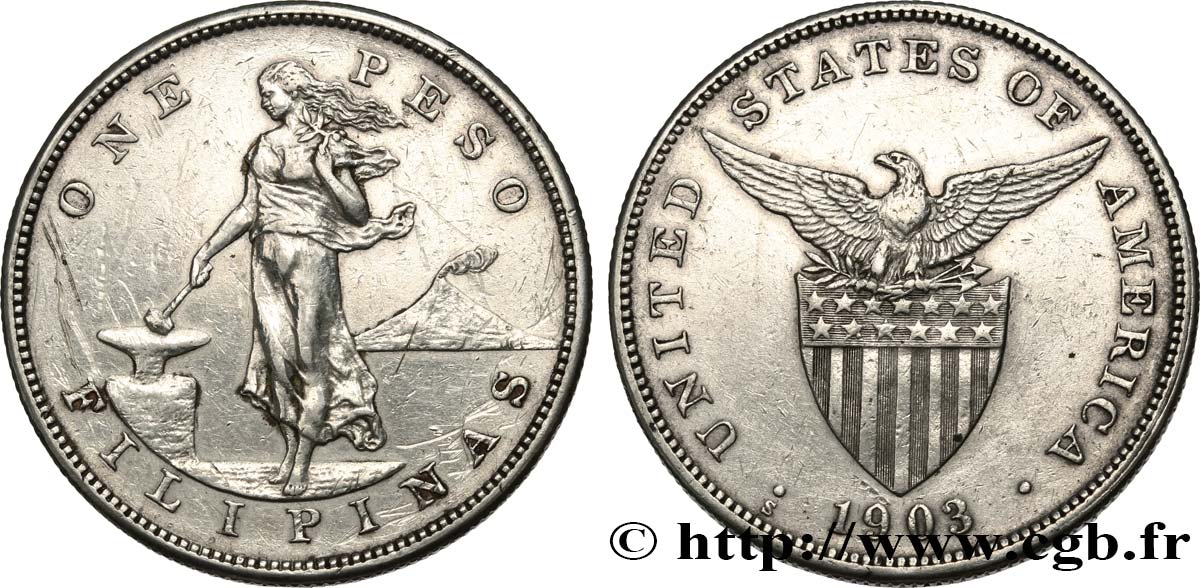 PHILIPPINES 1 Peso - Administration Américaine 1903  XF/AU 