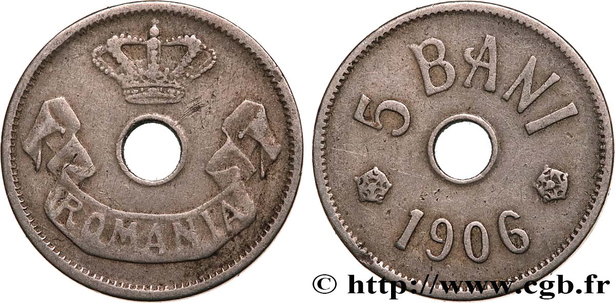 ROMANIA 5 Bani 1906  XF 