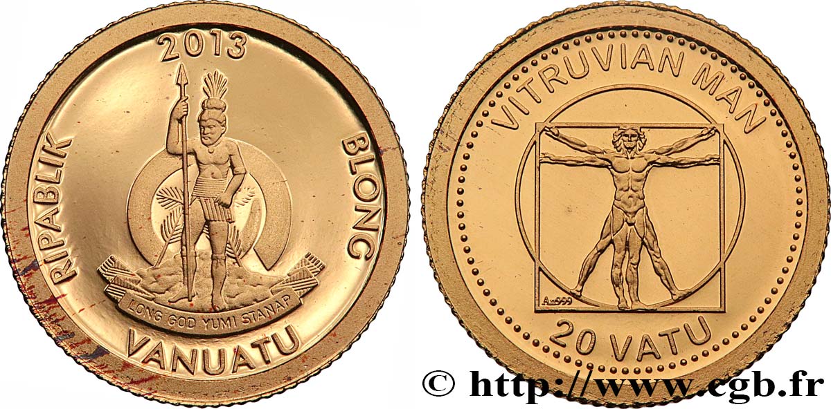 VANUATU 20 Vatu Proof Homme de Vitruve 2013  MS 