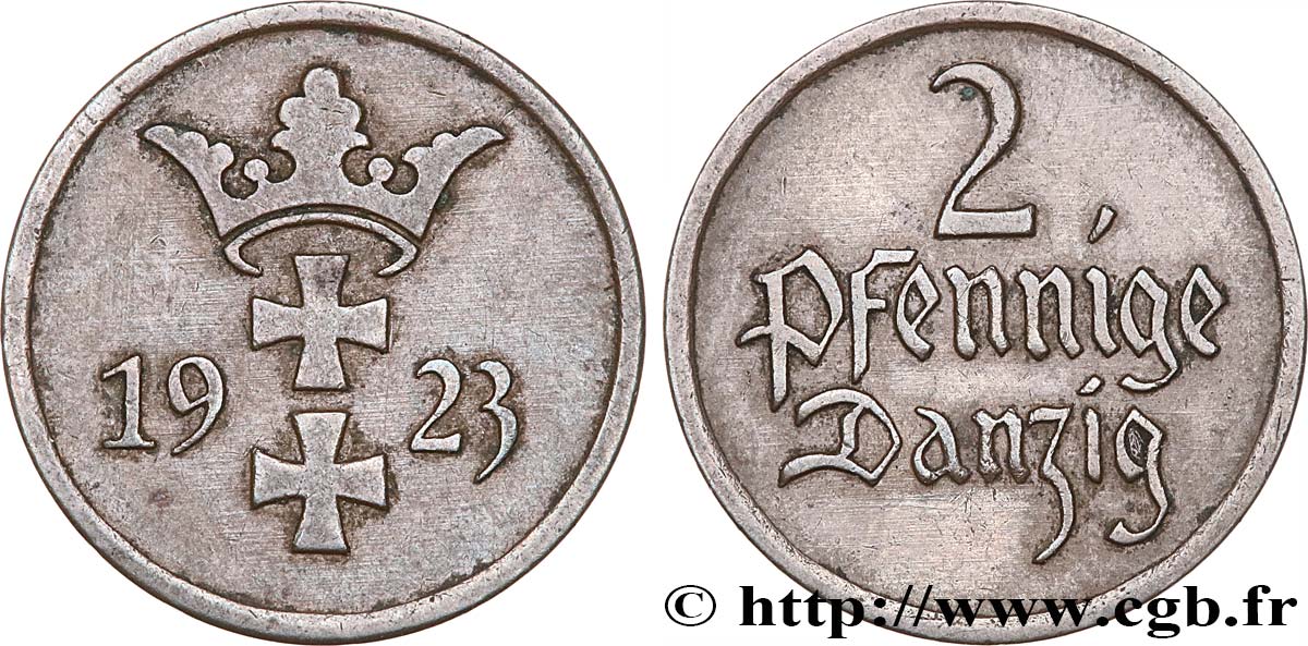 DANTZIG - VILLE LIBRE DE DANTZIG 2 Pfennige 1923 Berlin TTB 