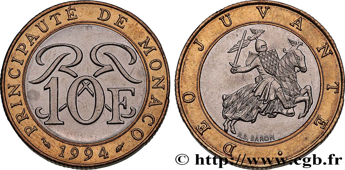 MONACO 10 Francs Rainier III 1994 Paris SPL 