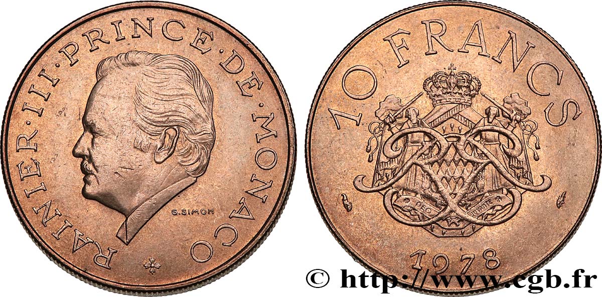 MONACO 10 Francs Rainier III 1978 Paris VZ 