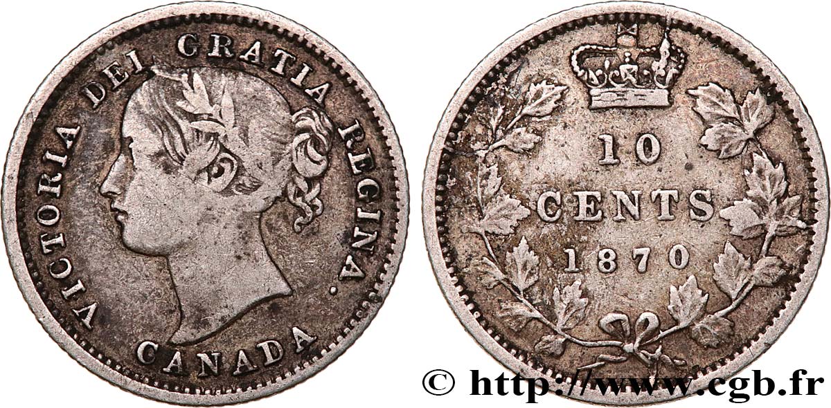 CANADA 10 Cents Victoria 1870  TB 