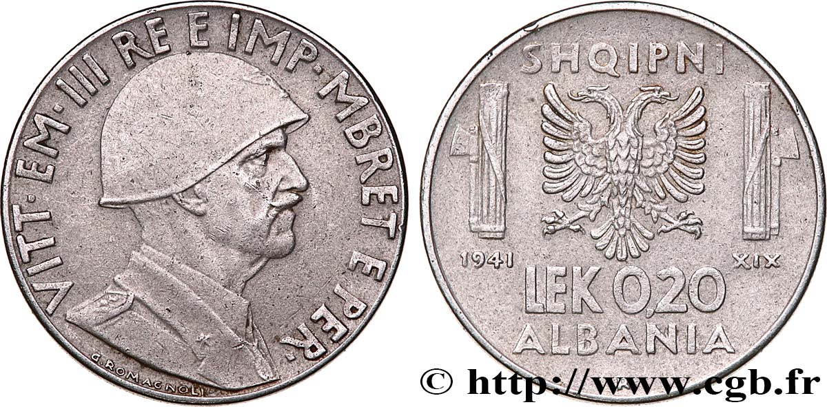 ALBANIE 0,20 Lek Victor-Emmanuel III 1941 Rome TTB+ 