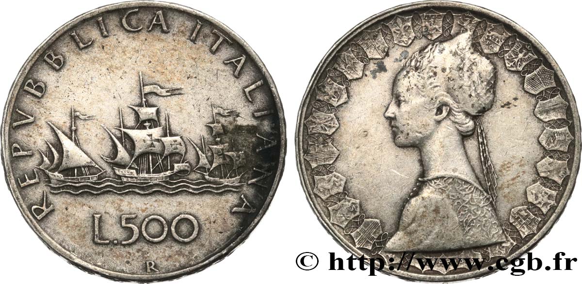 ITALIE 500 Lire “caravelles” 1960 Rome TB+ 