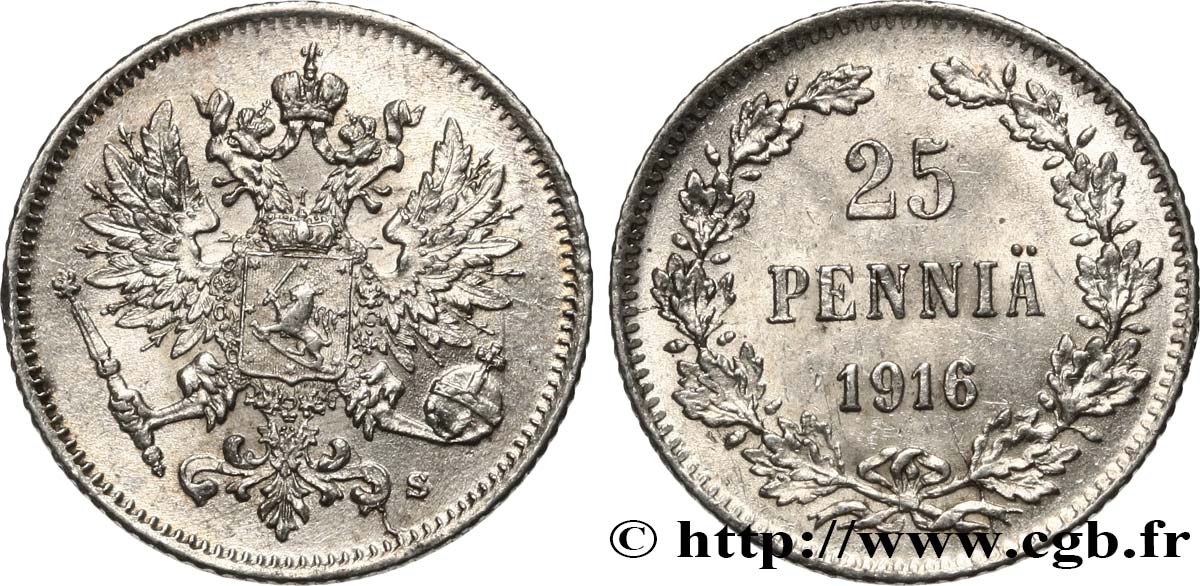 FINLANDE 25 Pennia 1916 Helsinki SPL 
