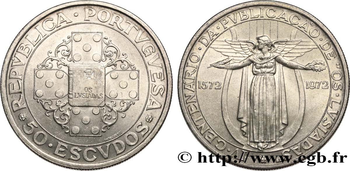 PORTUGAL 50 Escudos 400e anniversaire de la publication des Lusiades, poême épique de Luís de Camões 1972  SC 