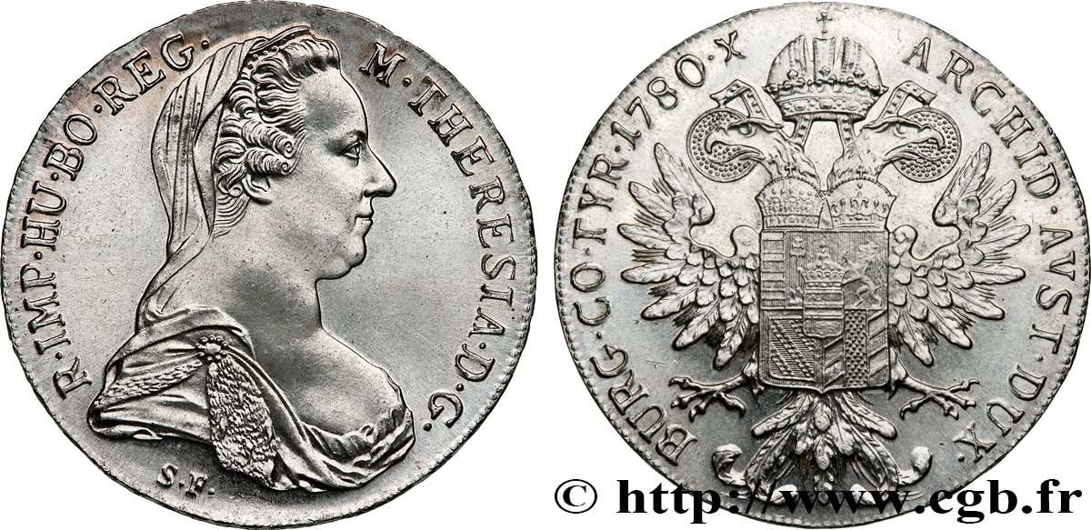 ÖSTERREICH 1 Thaler (REFRAPPE) Marie-Thérèse 1780 Vienne fST 
