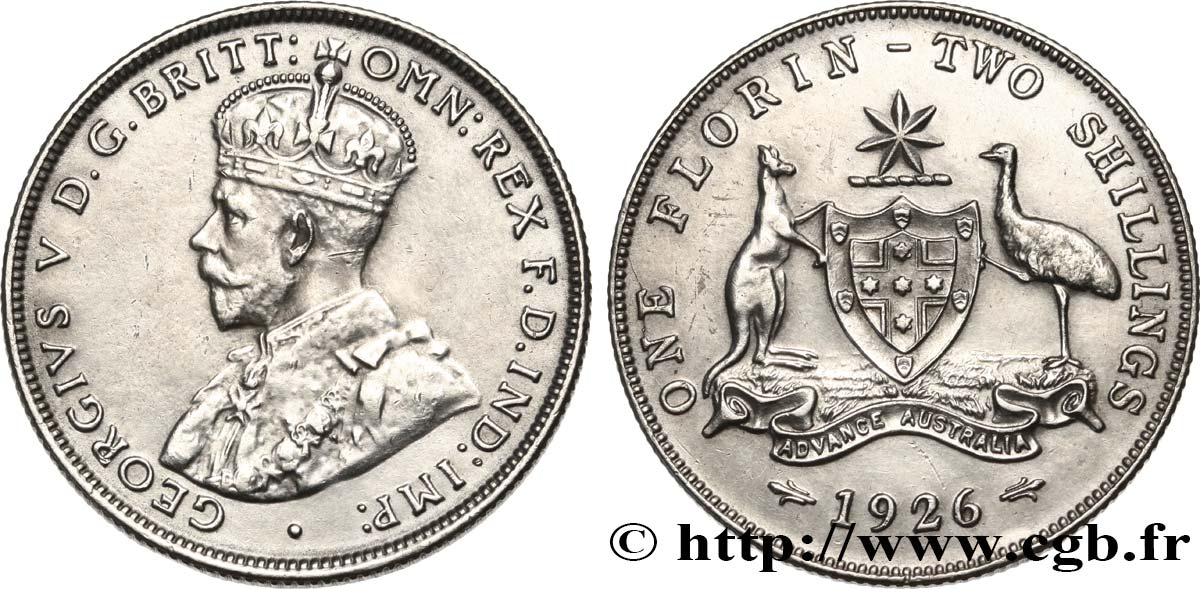 AUSTRALIA 1 Florin (2 Shillings) Georges V 1926  AU 