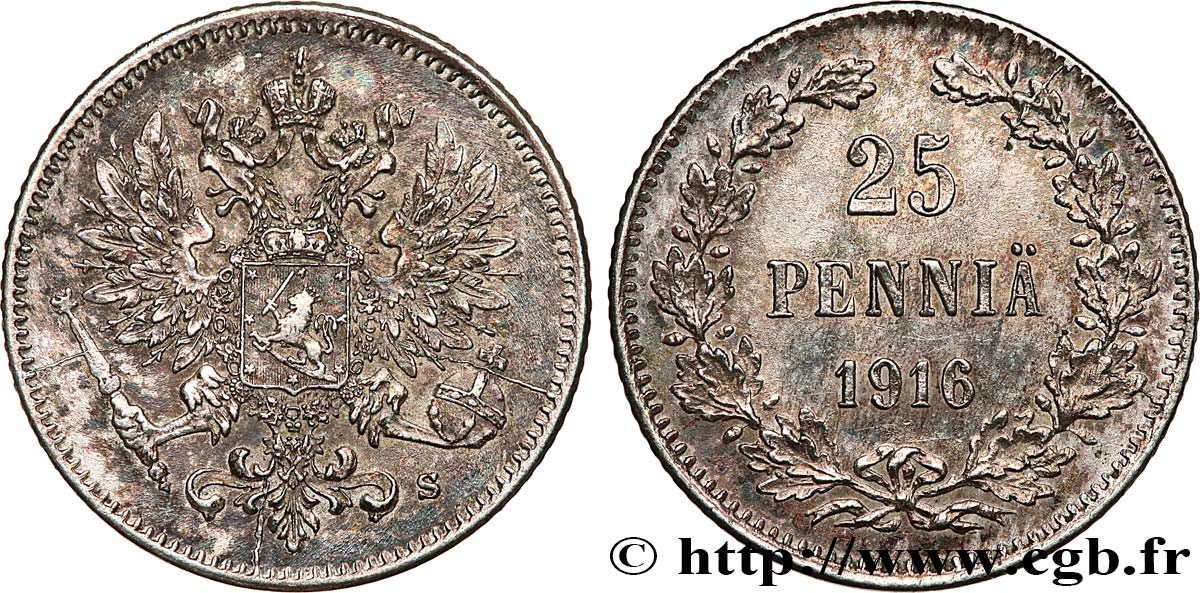 FINNLAND 25 Pennia 1916 Helsinki fST 