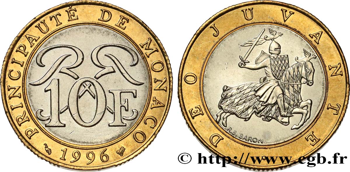 MONACO 10 Francs Rainier III 1996 Paris MS 