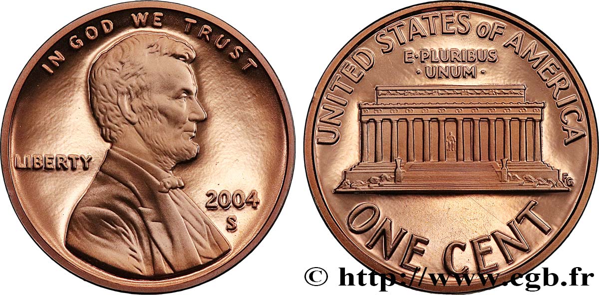 STATI UNITI D AMERICA 1 Cent Proof Lincoln 2004 San Francisco FDC 