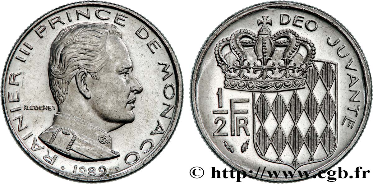 MONACO 1/2 Franc Rainier III 1982 Paris MS 