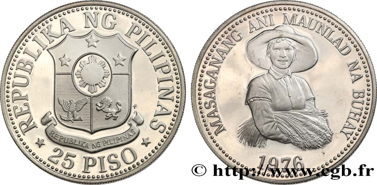 PHILIPPINES 25 Piso Proof FAO 1976 fwo_585991 World coins