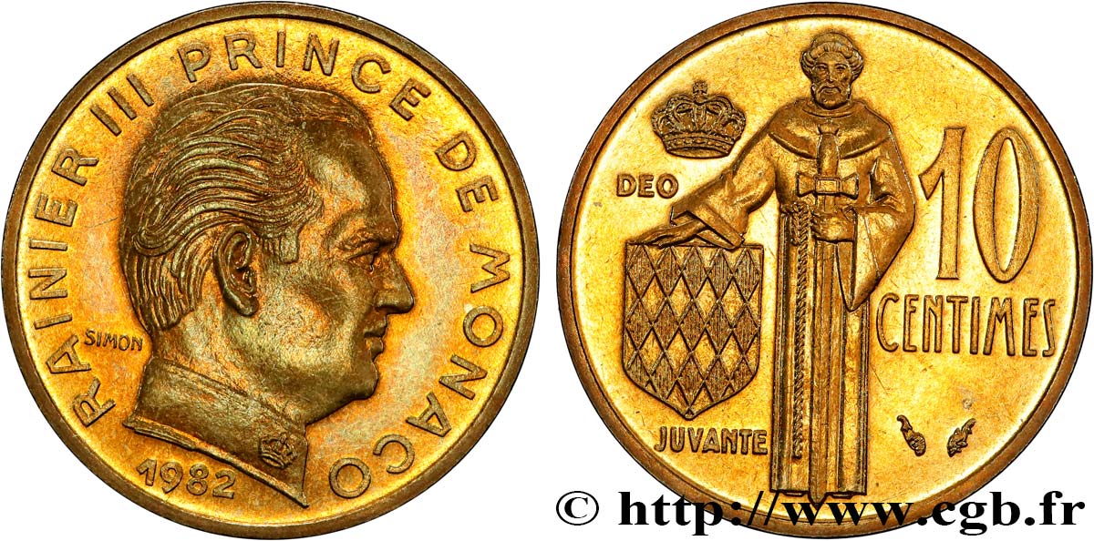 MONACO 10 Centimes Rainier III 1982 Paris EBC 