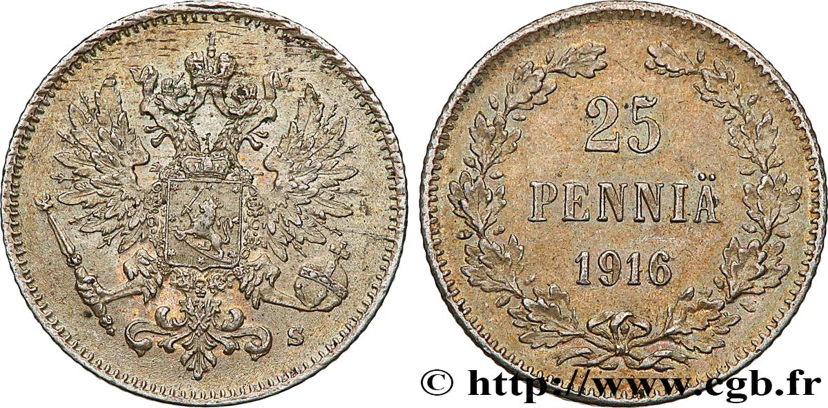 FINNLAND 25 Pennia 1916 Helsinki fST 