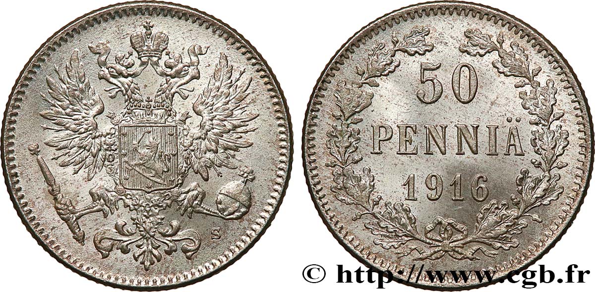 FINNLAND 50 Pennia 1916 Helsinki fST 