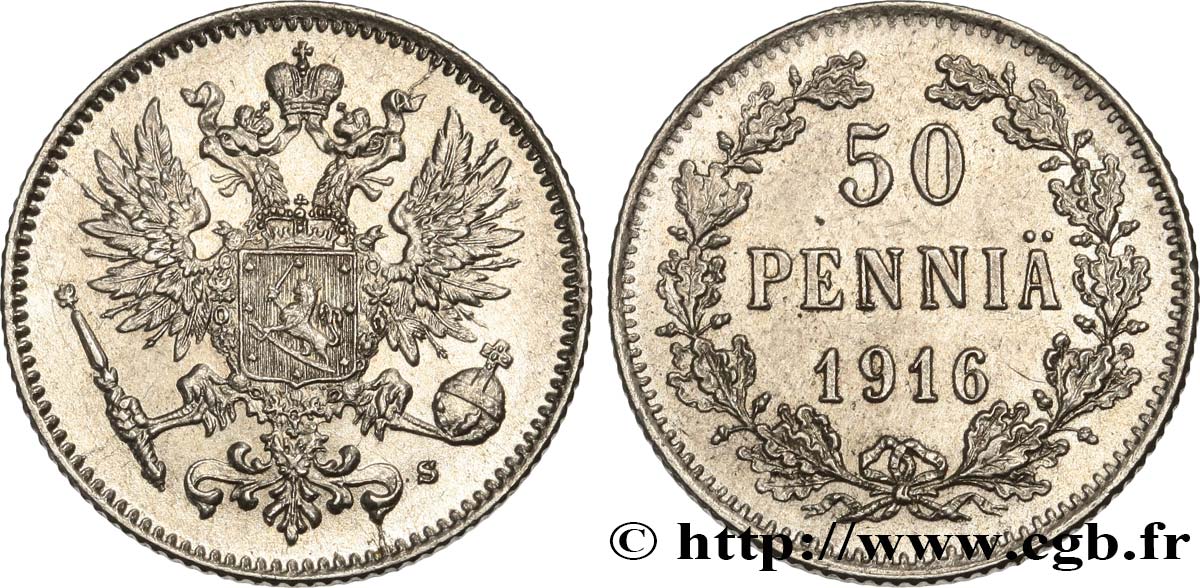 FINLAND 50 Pennia 1916 Helsinki MS 