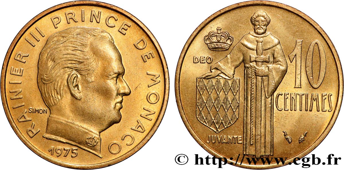 MONACO 10 Centimes Rainier III 1975 Paris SPL 