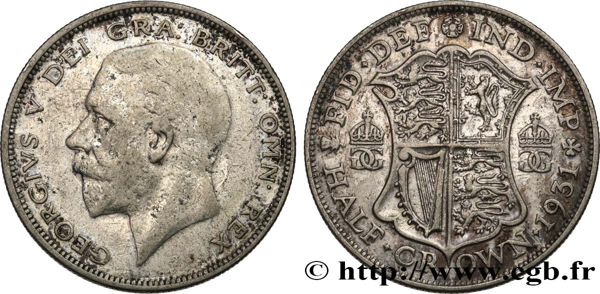 UNITED KINGDOM 1/2 Crown Georges V 1931  VF 