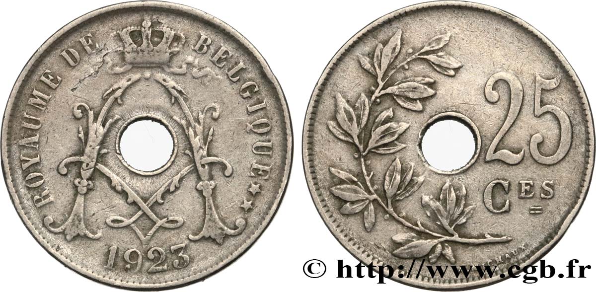 BELGIQUE 25 Centimes 1923  TTB 