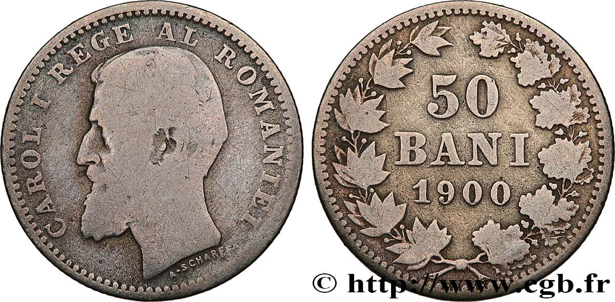 RUMÄNIEN 50 Bani Charles Ier 1900 Bucarest S 