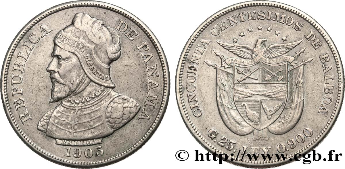 PANAMA 50 Centesimos 1905  XF 