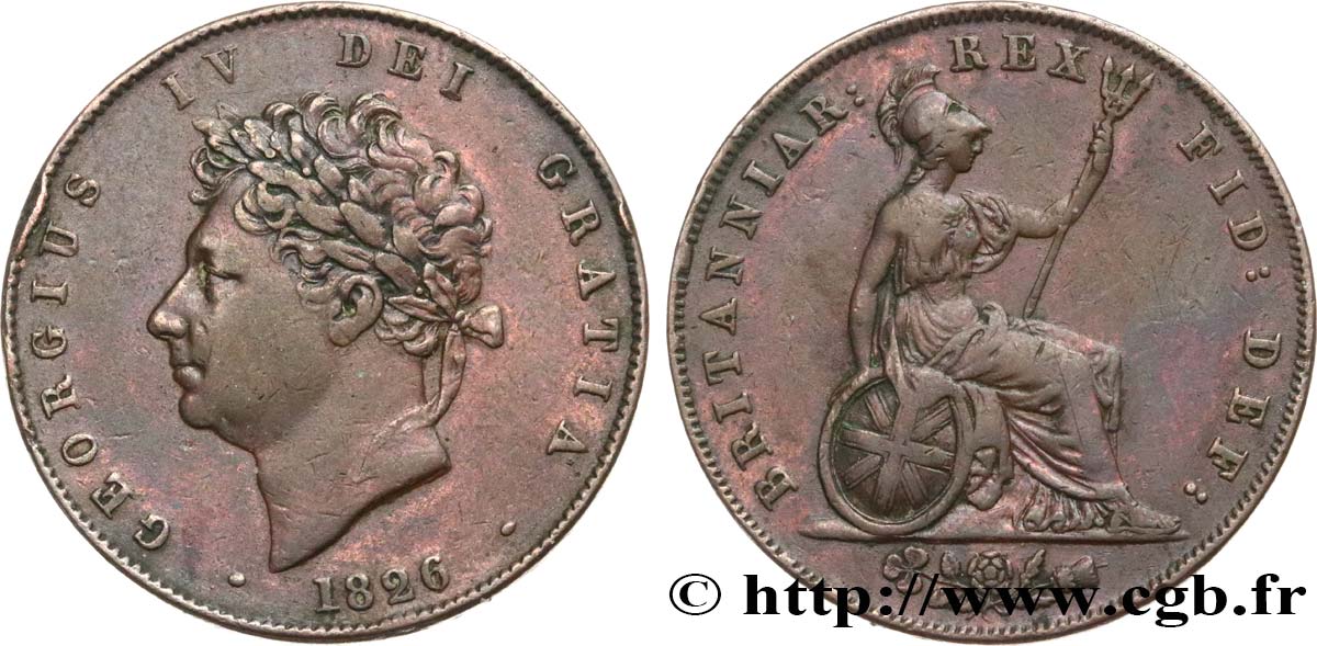REGNO UNITO 1/2 Penny Georges IV 1826  BB 