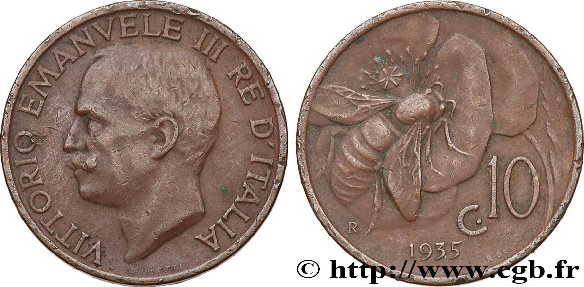 ITALIE 10 Centesimi Victor Emmanuel III 1935 Rome TTB 