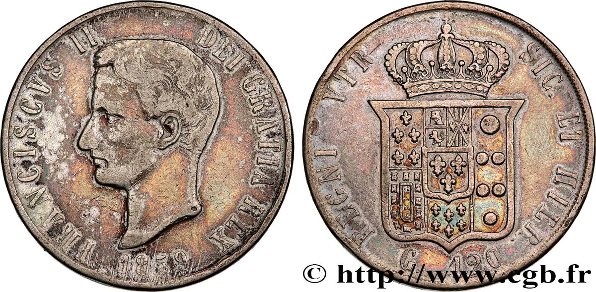 ITALY - KINGDOM OF TWO SICILIES 120 Grana François II 1859 Naples VF 