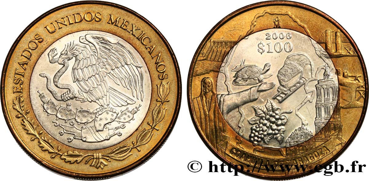 MEXIQUE 100 Pesos État de Coahuila de Zaragoza 2006 Mexico SPL 