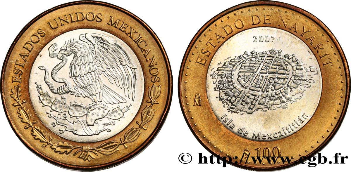 MEXIQUE 100 Pesos État de Nayarit : île de Mexcaltitán 2007 Mexico SPL 