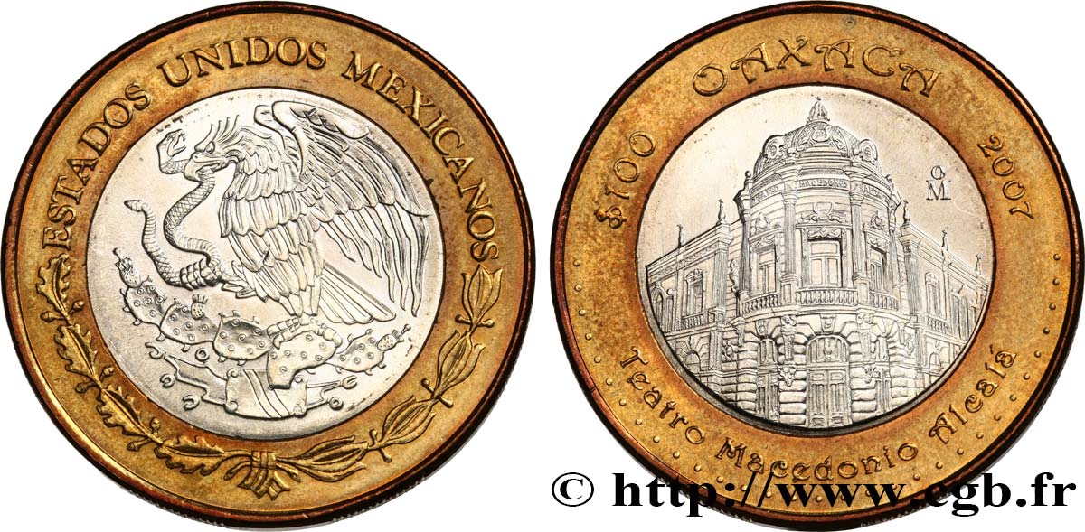 MEXICO 100 Pesos État d’Oaxaca : Théatre Macedonio Alcalá 2007 Mexico MS 