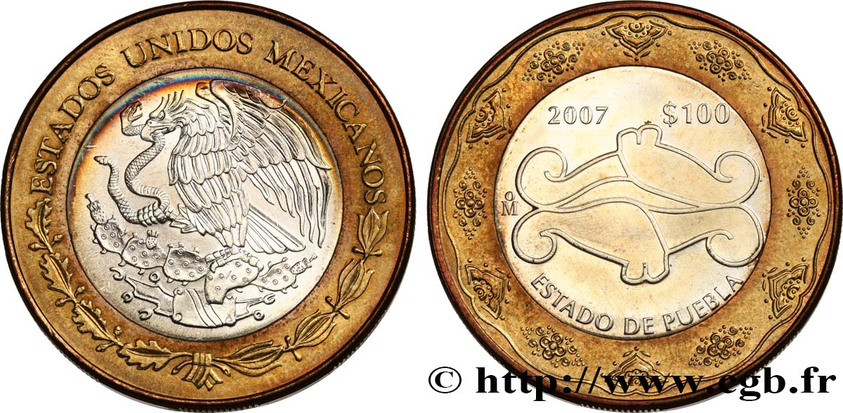 MEXICO 100 Pesos État de Puebla : poterie Tavalera 2007 Mexico MS 