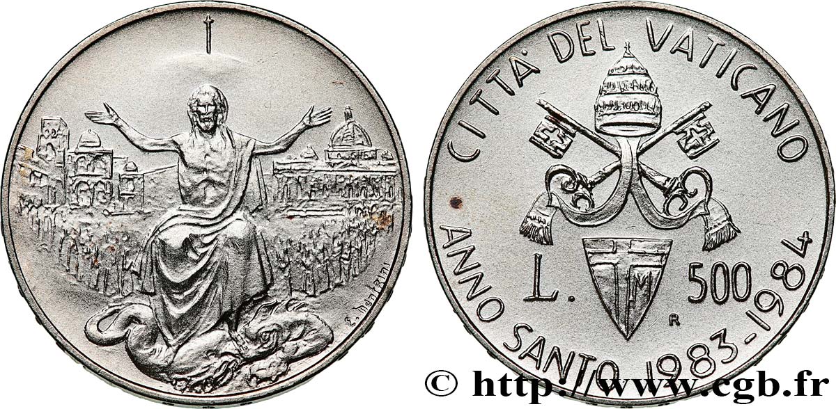 VATICANO E STATO PONTIFICIO 500 Lire Jean-Paul II année sainte 1984 Rome MS 