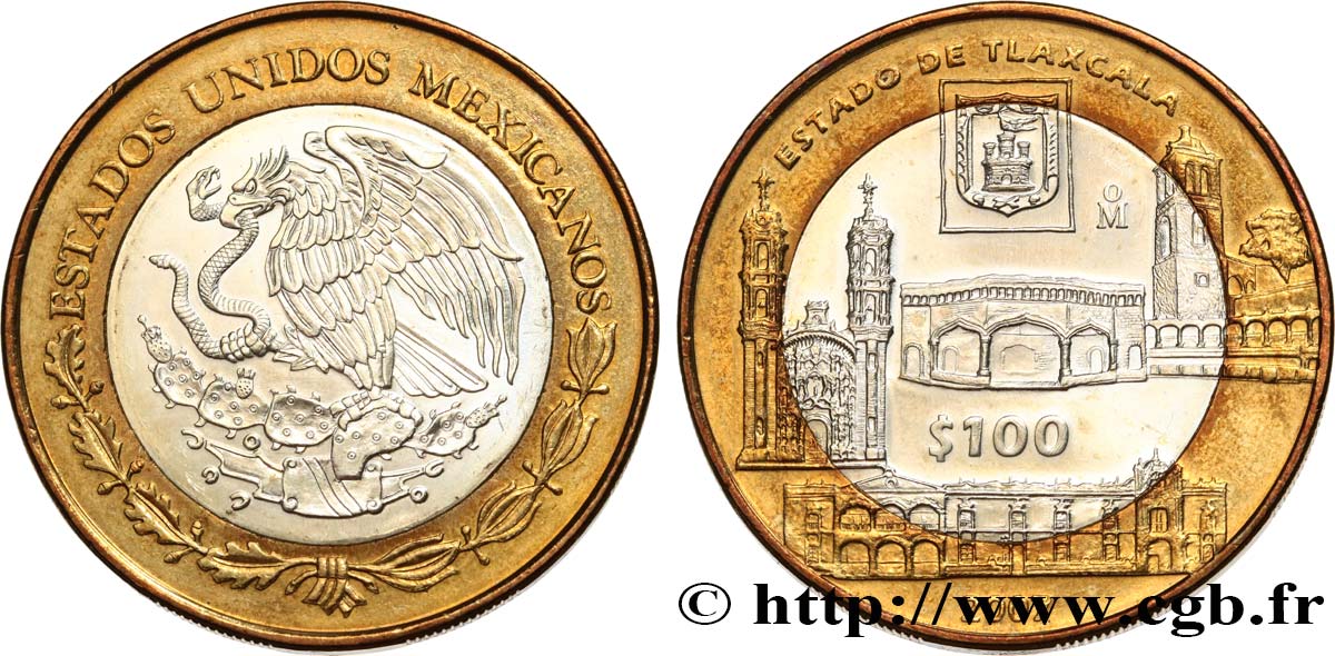 MEXICO 100 Pesos État de Tlaxcala 2007 Mexico MS 