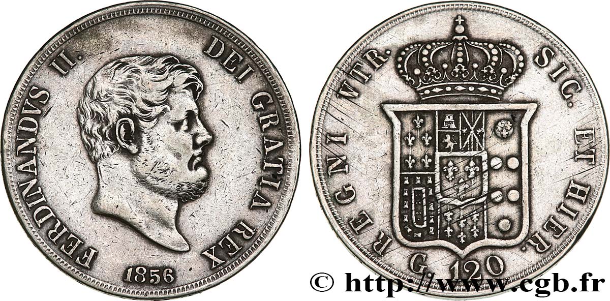 ITALIE - ROYAUME DES DEUX-SICILES 120 Grana Ferdinand II 1856 Naples TTB 