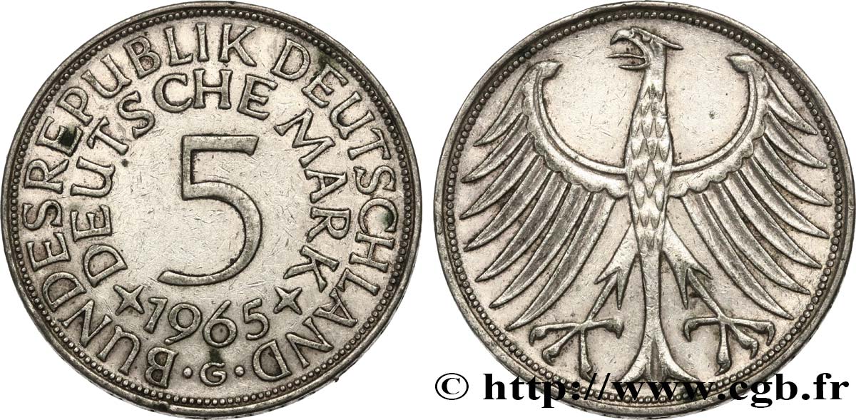 GERMANIA 5 Mark aigle 1965 Karlsruhe q.SPL 