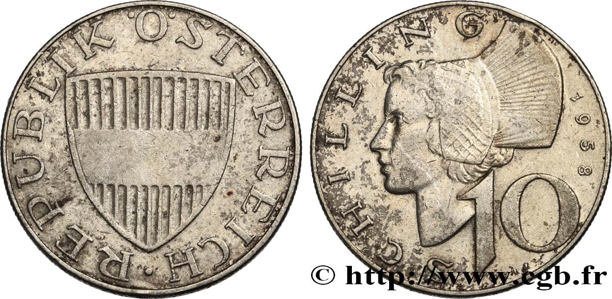 AUSTRIA 10 Schilling 1958  AU 