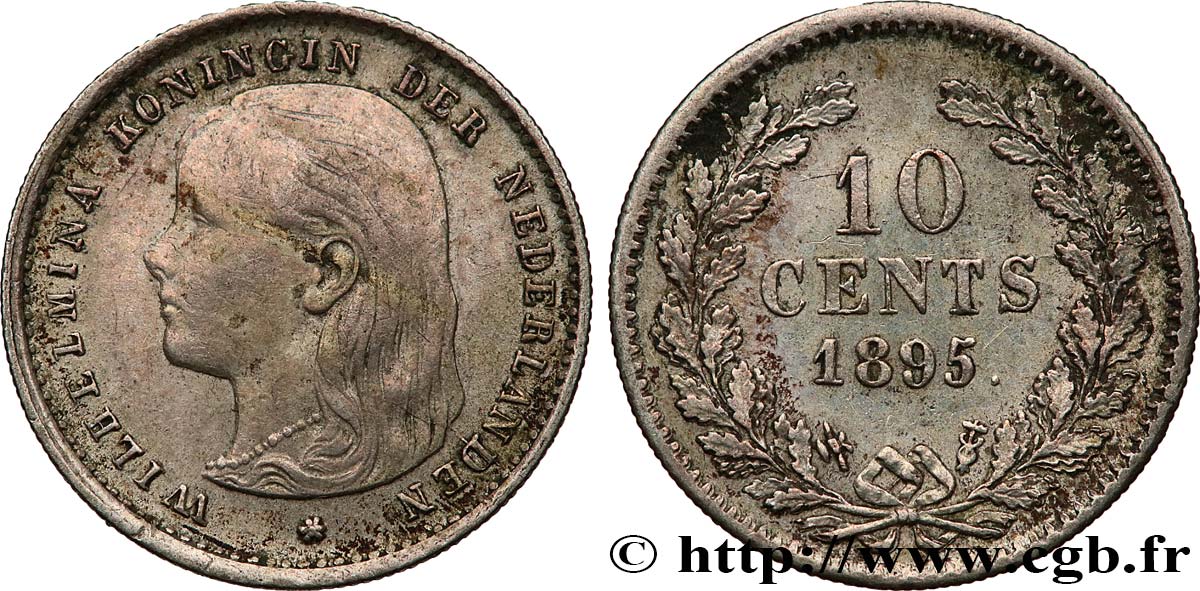 NIEDERLANDE 10 Cents Wilhelmine 1895 Utrecht SS 