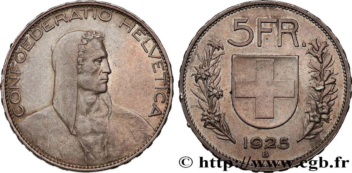 SWITZERLAND 5 Francs berger 1925 Berne AU/AU 