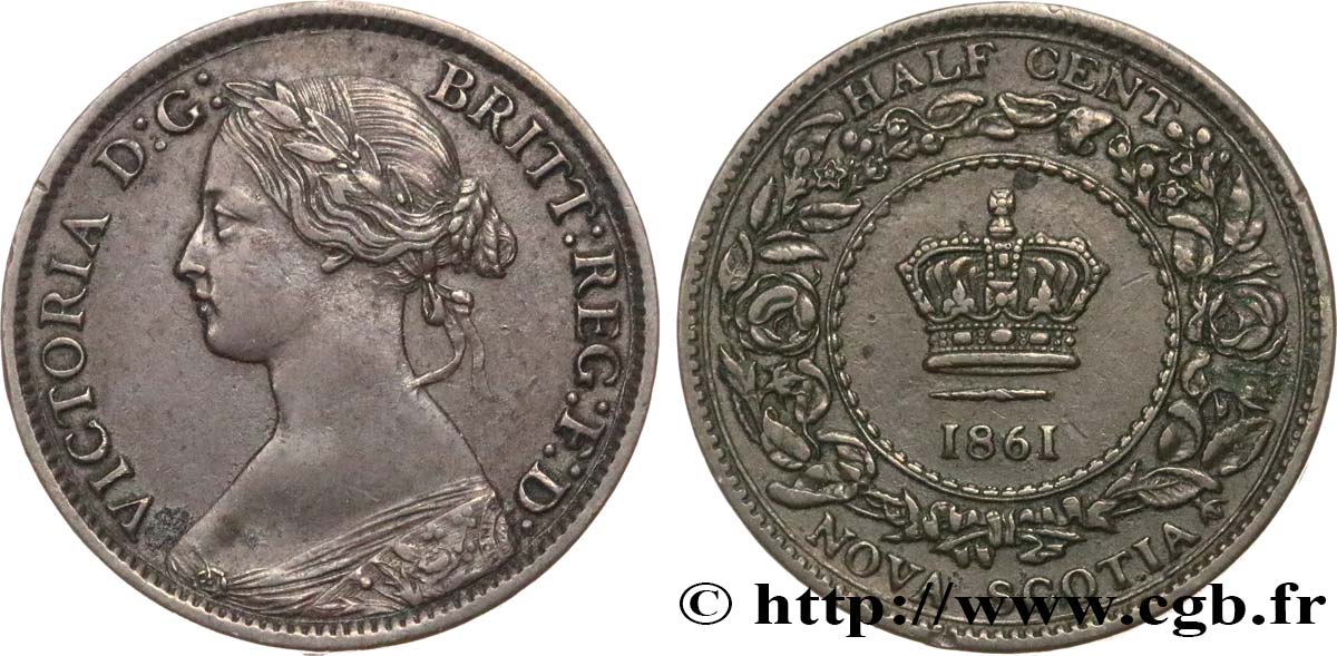 CANADA - NOVA SCOTIA 1/2 Cent Victoria 1861  AU 