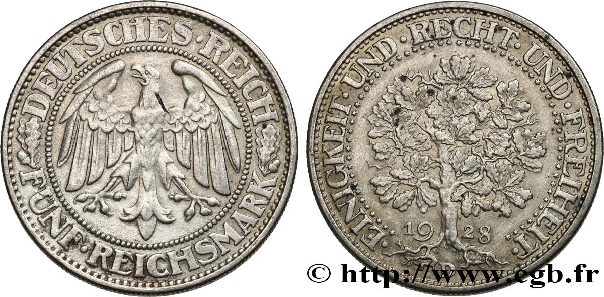 GERMANIA 5 Reichsmark 1928 Munich q.SPL 