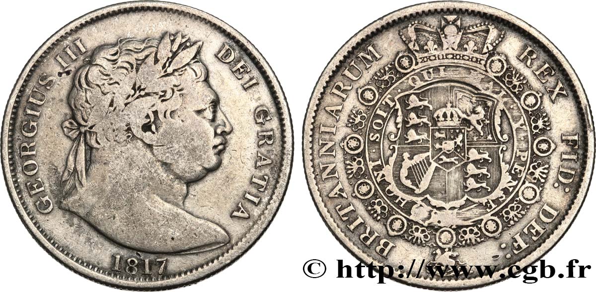 ROYAUME-UNI 1/2 Crown Georges III 1817  TB+ 
